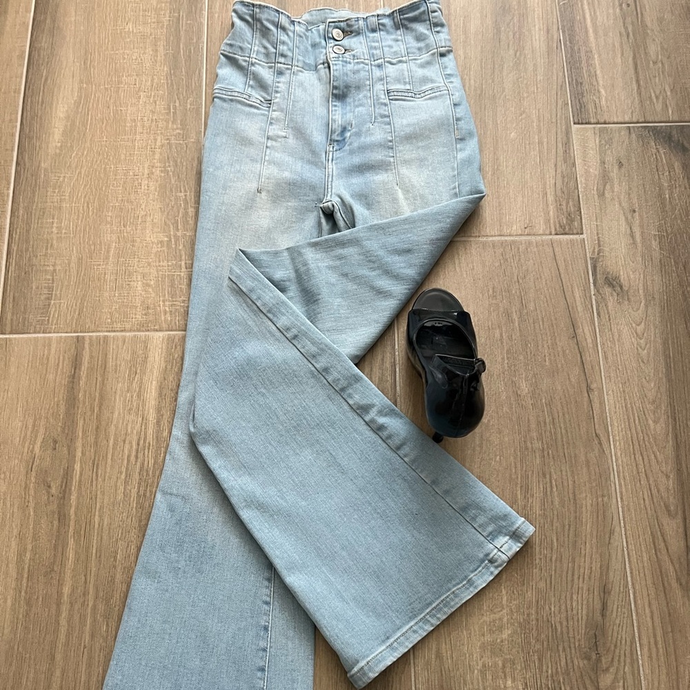 We The Free Blue Flare Wide Leg Jeans